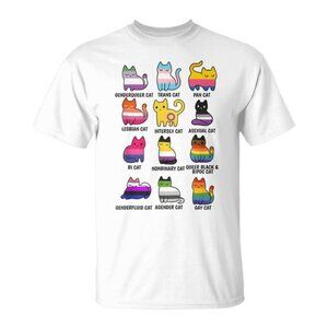 Cute Retro Lgbt Cat Pride & Equality Graphic Apparel T-Shirt